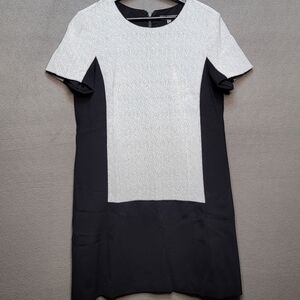 Classiques Entier Crew Neck Short Sleeve Jacquard‎ Shift Dress Size Large #021